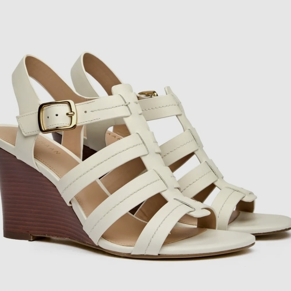 Cole Haan Cream Strappy Wedges